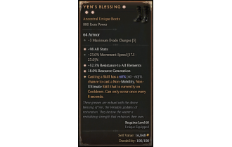 Yen's Blessing[*UNIQUE 60 | *52.5 ResistAll | *18 RG | *98 ALL | 23 MS]