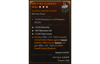 Legendary Amulet[*72.6 TA | *23.6% DEX | *685 Life]