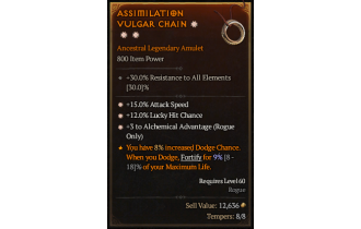 Legendary Amulet[Rogue | *3 AlchemicalAdvantage | *15 ATKSPD | *12 LHC]