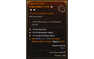 Legendary Amulet[Rogue | *3 Exploit | *34.5 MS | *23.6% DEX]