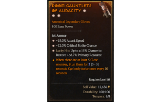 Legendary Gloves[*12 Crit | *15 ATKSPD | *68.7 LH:Res]