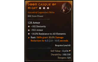 Legendary Helm[*18 ResistAll | *352 Armor | *182 DEX]