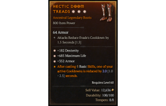 Legendary Boots[*352 Armor | *182 DEX | *685 Life]