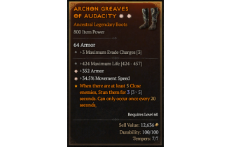 Legendary Boots[*34.5 MS | *352 Armor | 424 Life]