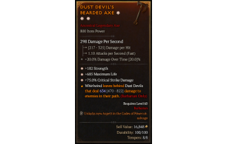 Legendary One-Handed Axe[*75 DMG_Crit | *182 STR | *685 Life]