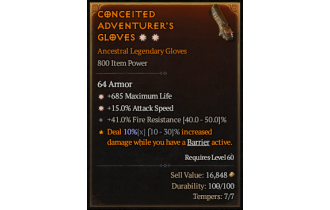 Legendary Gloves[*15 ATKSPD | *685 Life]