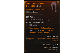 Legendary Pants[*352 Armor | *685 Life | 120 DEX]