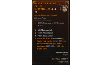 Legendary Amulet[*15 ATKSPD | *72.6 TA | *685 Life]