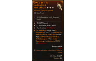 Legendary Amulet[Druid | *3 Envenom | *12 Crit | *23.6% WP]