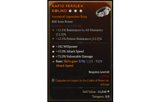 Legendary Ring[*15 ATKSPD | *182 WP | *75 DMG_Vulnerable]