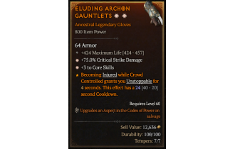 Legendary Gloves[*3 CoreSkills | *75 DMG_Crit | 424 Life]