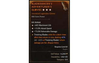 Legendary Gloves[*15 ATKSPD | *75 DMG_Vulnerable | *685 Life]