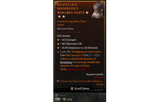 Legendary Chest Armor[*18 ResistAll | *182 STR | *685 Life]