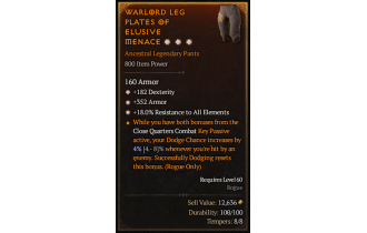 Legendary Pants[*18 ResistAll | *352 Armor | *182 DEX]