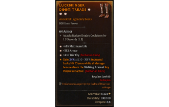 Legendary Boots[Barbarian | *4 WarCry | *352 Armor | *685 Life]