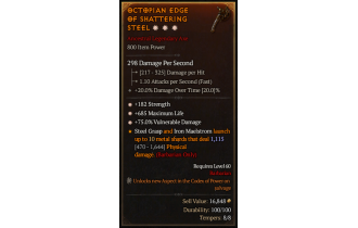 Legendary One-Handed Axe[*75 DMG_Vulnerable | *182 STR | *685 Life]