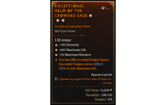 Legendary Helm[*24 MR | *182 DEX | *685 Life]