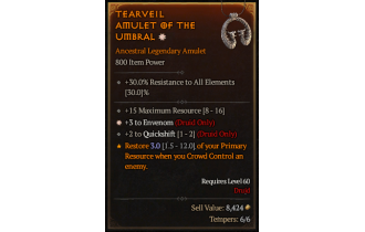 Legendary Amulet[Druid | *3 Envenom | 2 QS]