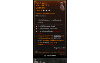 Legendary Amulet[Barbarian | *3 Counteroffensive | *34.5 MS | *13.2 CDR]