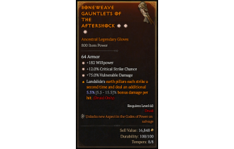 Legendary Gloves[*12 Crit | *75 DMG_Vulnerable | *182 WP]