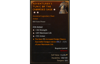 Legendary Chest Armor[*352 Armor | *182 STR | *685 Life]