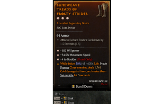 Legendary Boots[Druid | *4 Boulder | *34.5 MS | *182 WP]