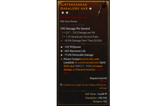 Legendary One-Handed Axe[*75 DMG_Vulnerable | *182 WP | *685 Life]