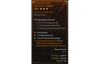 Legendary Bow[*150 DMG_Crit | *363 DEX | *1370 Life]