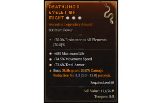 Legendary Amulet[*34.5 MS | *72.6 TA | *685 Life]