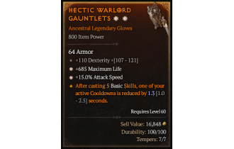 Legendary Gloves[*15 ATKSPD | *685 Life | 110 DEX]