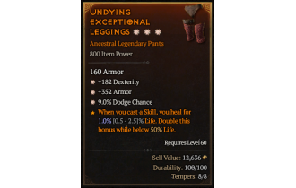 Legendary Pants[*352 Armor | *9 Dodge | *182 DEX]