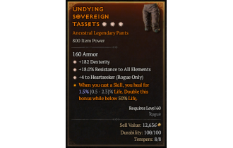 Legendary Pants[Rogue | *4 Heartseeker | *18 ResistAll | *182 DEX]