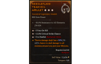 Legendary Amulet[Barbarian | *3 Duelist | *12 Crit]