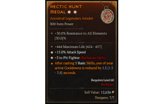 Legendary Amulet[Barbarian | *3 PitFighter | *15 ATKSPD]