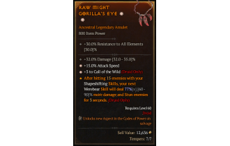 Legendary Amulet[Druid | *3 CallOfTheWild | *15 ATKSPD | 32 DMG]