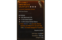 Legendary Gloves[*12 Crit | *15 ATKSPD | *685 Life]