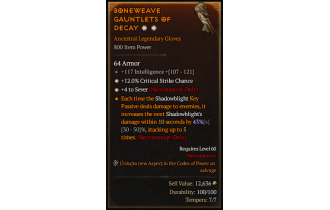 Legendary Gloves[Sever | *4 Sever | *12 Crit | 117 INT]