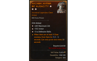 Legendary Chest Armor[*3 Defensive | *352 Armor | *685 Life]