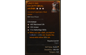 Legendary Chest Armor[Rogue | *3 Subterfuge | *352 Armor | *685 Life]