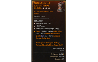 Legendary Chest Armor[Rogue | *4 DarkShroud | *352 Armor | *685 Life]