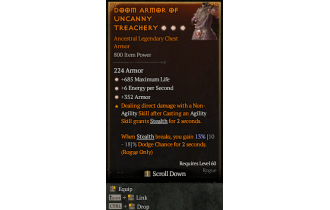 Legendary Chest Armor[*352 Armor | *6 ENpS | *685 Life]