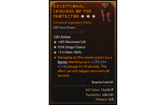 Legendary Pants[*3 BasicSkills | *9 Dodge | *685 Life]