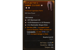 Legendary Pants[Rogue | *4 Heartseeker | *18 ResistAll | *685 Life]