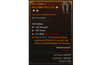 Legendary Pants[Barbarian | *4 Bash | *352 Armor | *182 STR]