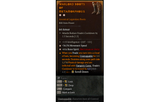 Legendary Boots[Necromancer | *4 BoneSpirit | *34.5 MS | 113 INT]