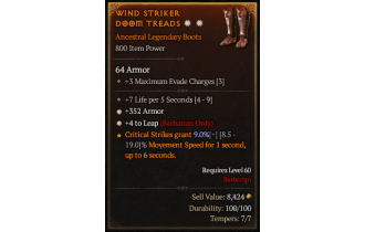 Legendary Boots[Barbarian | *4 Leap | *352 Armor]