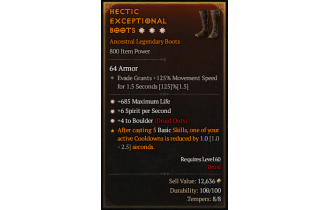 Legendary Boots[Druid | *4 Boulder | *6 SpS | *685 Life]