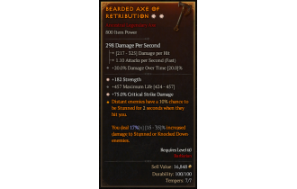 Legendary One-Handed Axe[*75 DMG_Crit | *182 STR | 457 Life]