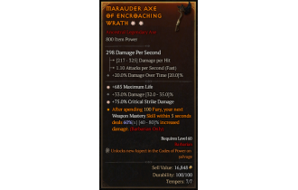 Legendary One-Handed Axe[*75 DMG_Crit | *685 Life | 33 DMG]