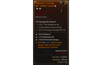 Legendary Two-Handed Mace[*150 DMG_Vulnerable | *363 INT | *1370 Life]